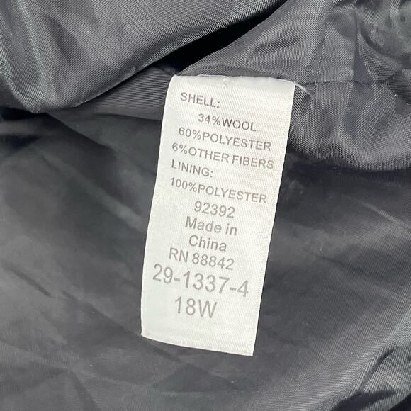 Woman Within Gray Black White Plaid Lined Button Up Winter Jacket Coat 18W - Picture 9 of 13